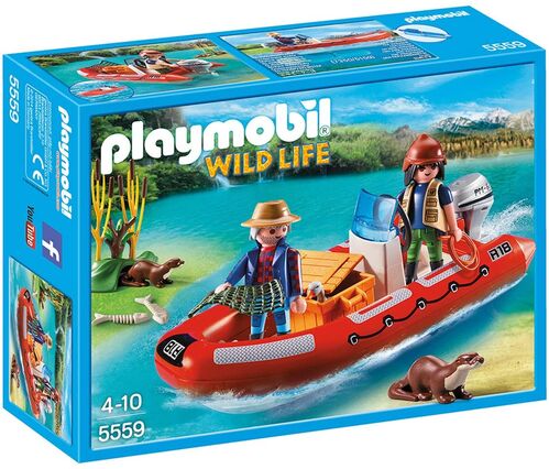 PLAYMOBIL - BOTE HINCHABLE CON EXPLORADORES